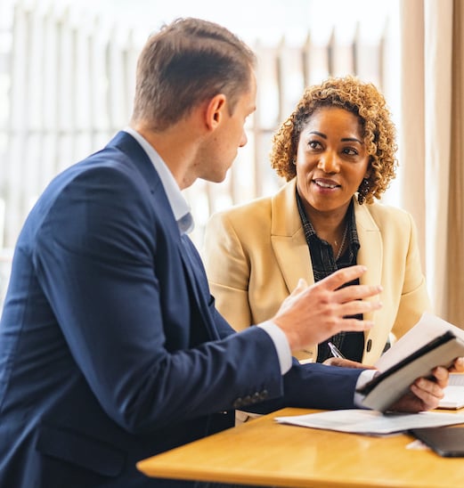 Image portraying an advisor consulting with a client.