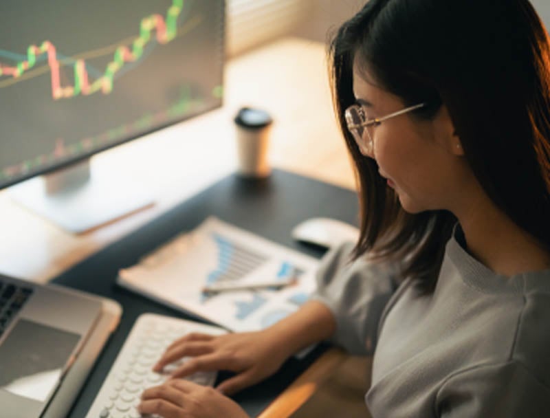 A woman working in finance.