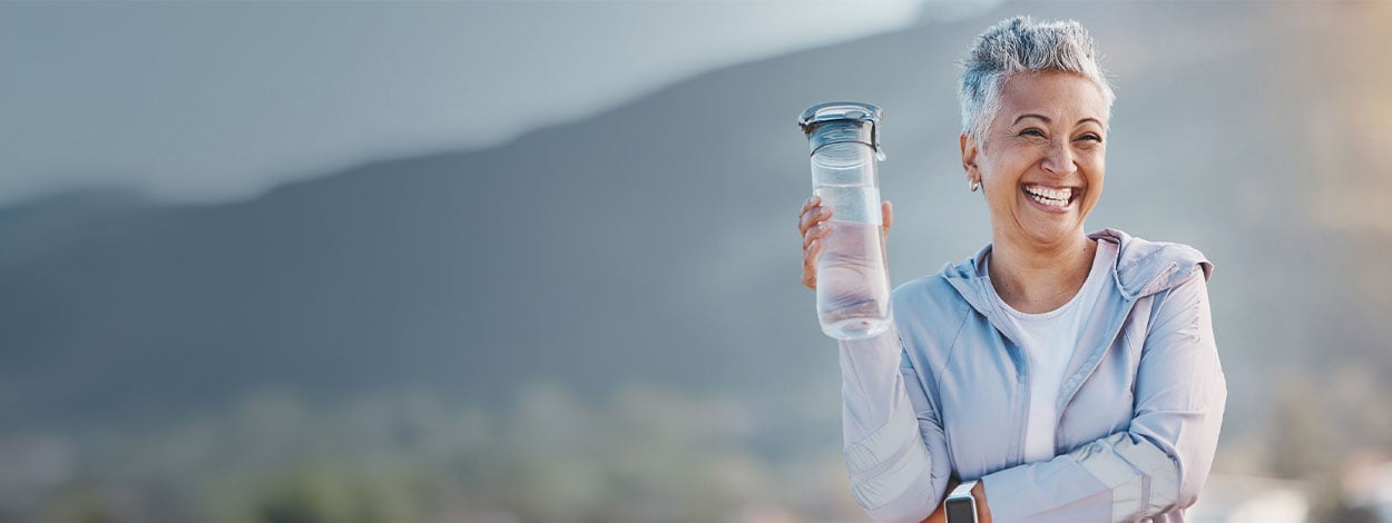 An older woman enjoying leisure time outside.