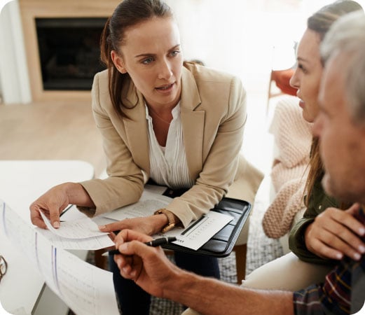 A business team working together.